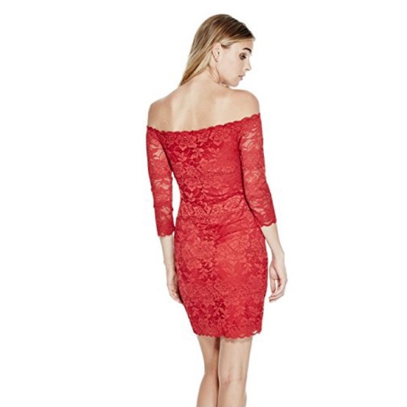 GUESS Celina Off The Shoulder Lace Dress - Picture 11 of 11